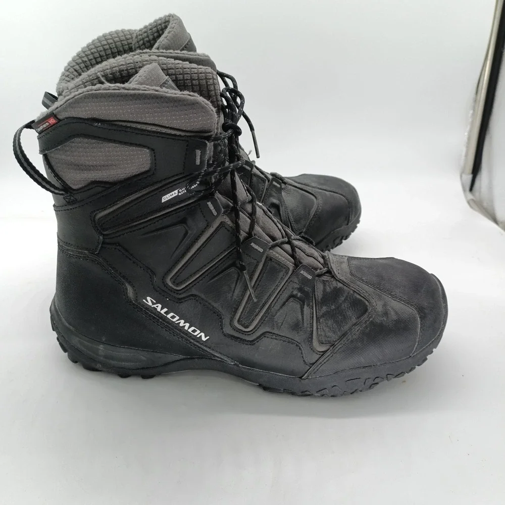 Salomon Snowcat WP Waterproof Winter Boots Mens 13 Black Grey 307608 s7